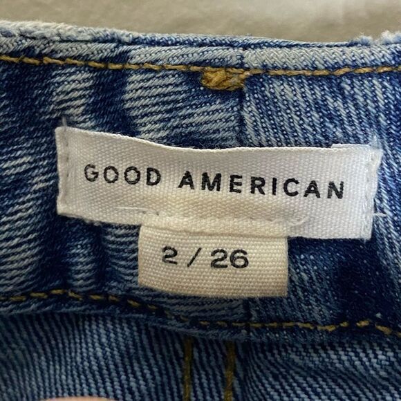 Good American '90s Duster Blue Jeans Straight Leg Size 2 - Picture 7 of 7